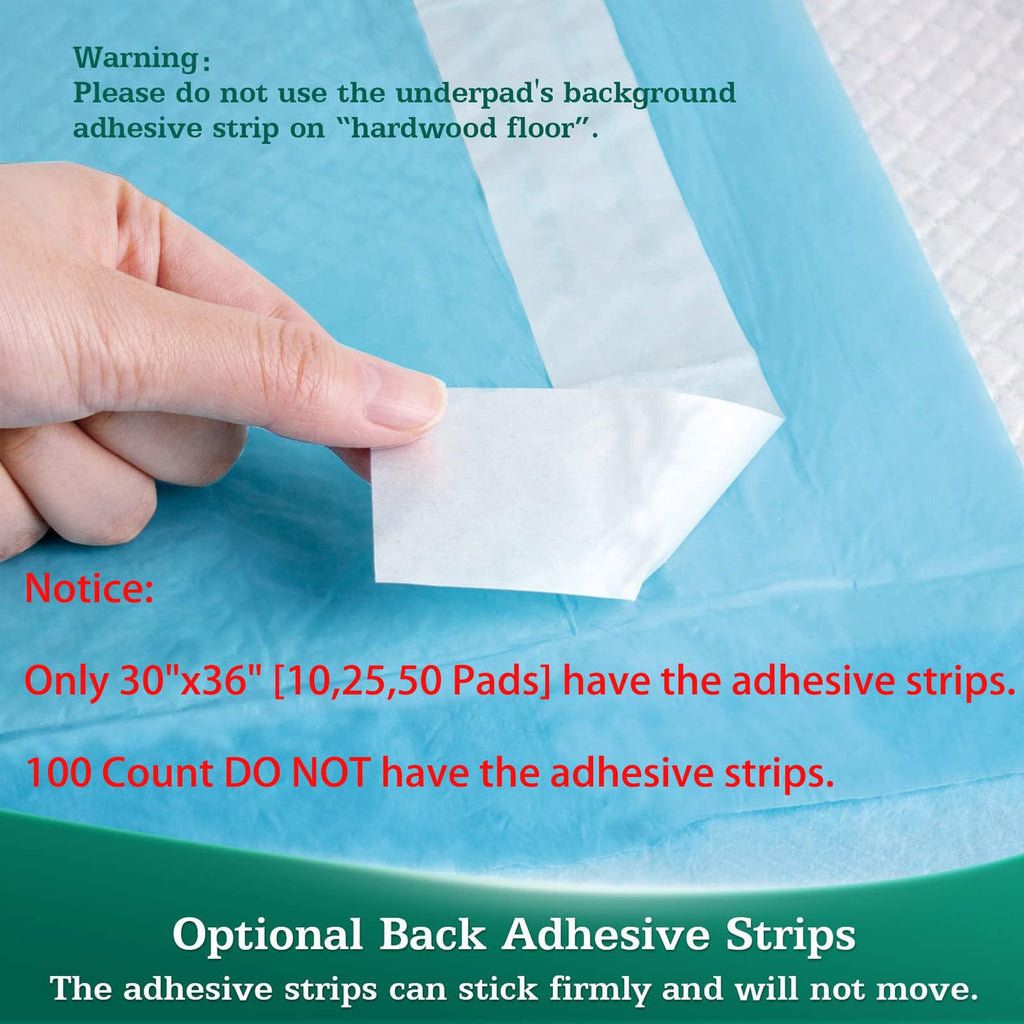 SOFYFINE 50 Count Bed Pads with Adhesive Strip 30"x36" Thicken Elderly Adults Incontinence Underpads Disposable, Heavy Duty Absorbent Chucks Waterproof, XL Extra Large Puppy Pee Training Pad
