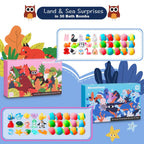 30 Pack Kids Bath Bombs with Land & Sea Animal Toys, Dual-Themed Gift Boxes
