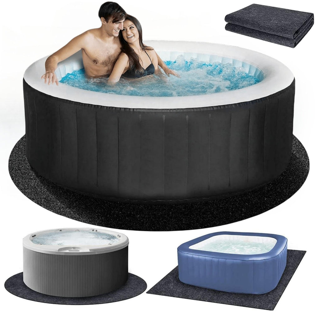 80 * 80 inch Round Inflatable Hot Tub Mat, Outdoor Indoor, Waterproof Slip-Proof Backing, Absorbent Spa Pool Ground Base Flooring Protector for Hot Tub Pool