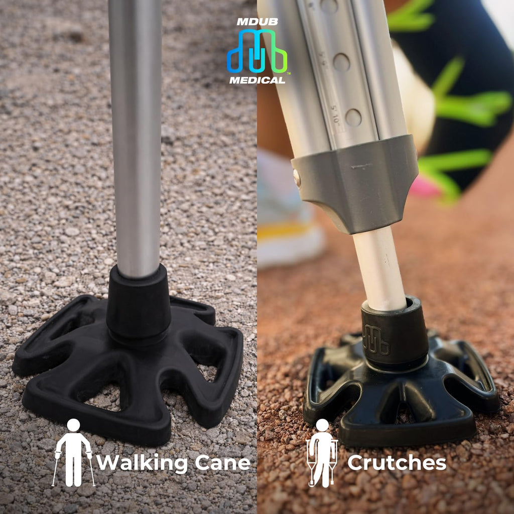 MDUB Medical All Terrain Tip - Heavy Duty Design Cane or Crutch Tip - Sand, Snow, Dirt, and Rain Tip - 3/4" | Black | 1 Pack