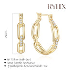 RYHIX 14K Gold Hoop Huggie Earrings for Women Gold Earrings Hoops Earring Trendy Cable Design Womens Earring 25mm