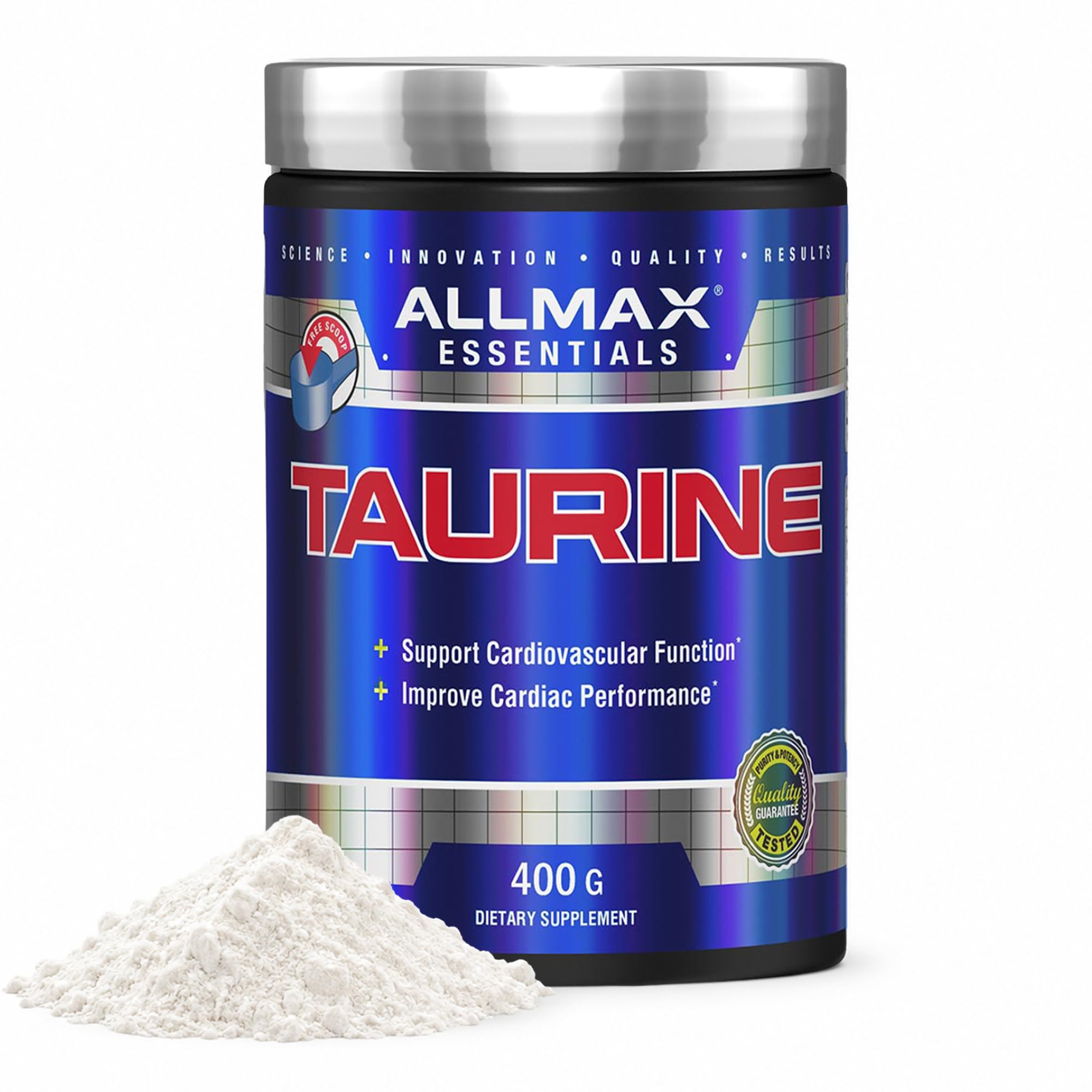ALLMAX Essentials Taurine - 400 g Powder - Cell Volumizer - Improves Focus & Energy - Vegan - 133 Servings