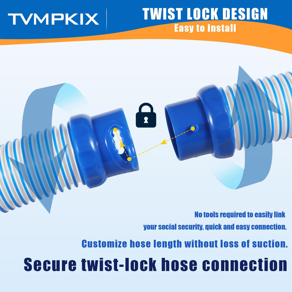 Pool Cleaner Hose for Zodiac MX6 MX8 Replacement Parts, 39 Inch R0527700 Twist Lock Pool Vacuum Hose,One Year Warranty (4pack)