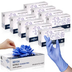 FINITEX Disposable Nitrile Exam Gloves 1000 PCS - 3.2mil Ice Blue Powder-free Latex-Free Examination Home Cleaning Food Gloves (L)