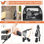 LPOTIUS 3-in-1 Pet Stroller for Small Dogs and Cats, Folding Lightweight Dog Stroller with Detachable Carrier Portable Cat Puppy Jogging Stroller with Cup Holder and Storage Basket, 4 Wheels
