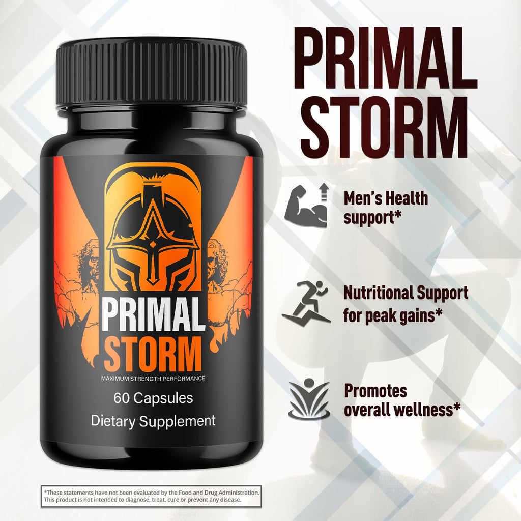 (5 Pack) Primal Storm Capsules, PrimalStorm Pills for Men with All Natural Ingredients, Advanced Formula Men's Health and Wellness Support Pill, Maximum Strength Multivitamin Supplement (300 Capsules)