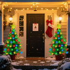 2 Pack 3.6Ft Solar Christmas Tree with 100 Snowflake Lights, Waterproof Christmas Decorations Outdoor, Solar Christmas Lights Outdoor Xmas Tree for Yard, Pathway, Porch, Cemetery, Holiday Decor