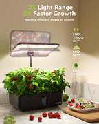URUQ 12 Pods Hydroponic Growing System Grow Light Remote Control Charcoal