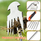 2 Pack Weed Remover Tool, 16 Inch Extended Handle 5 Teeth Weed Puller Tool, Heavy Duty Deweeder Tool Manual Weeding Uprooting for Garden Yard Lawn Farm Root Removal