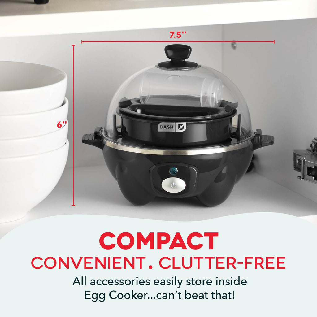 Dash Rapid Egg Cooker, 7 Eggs, Hard Boiled, Poached & Omelettes, Black