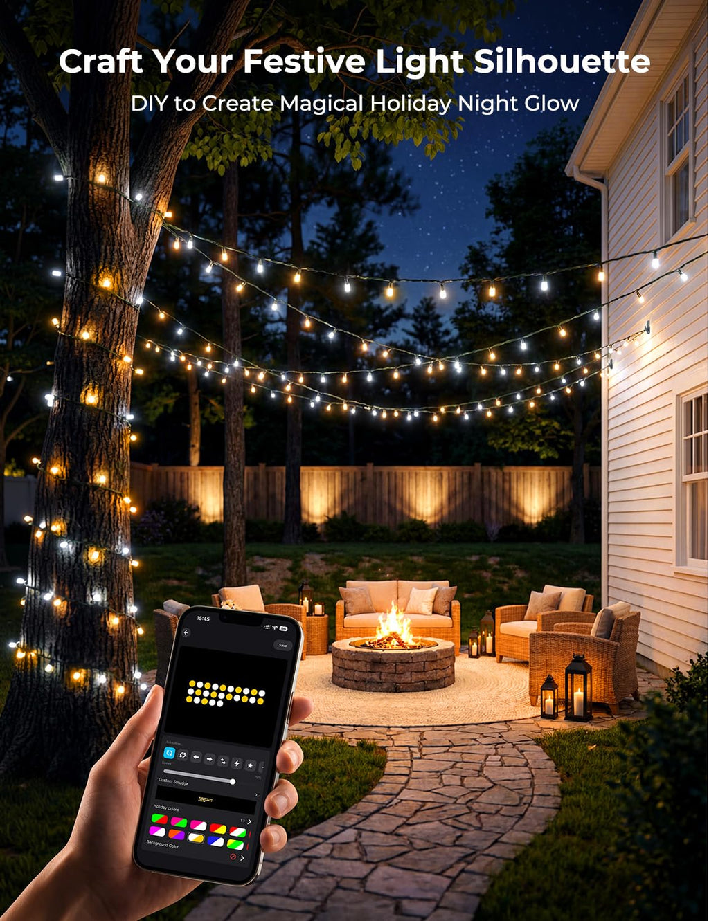 Minetom 82ft 250LED Smart Color Changing Christmas Halloween Tree Lights
