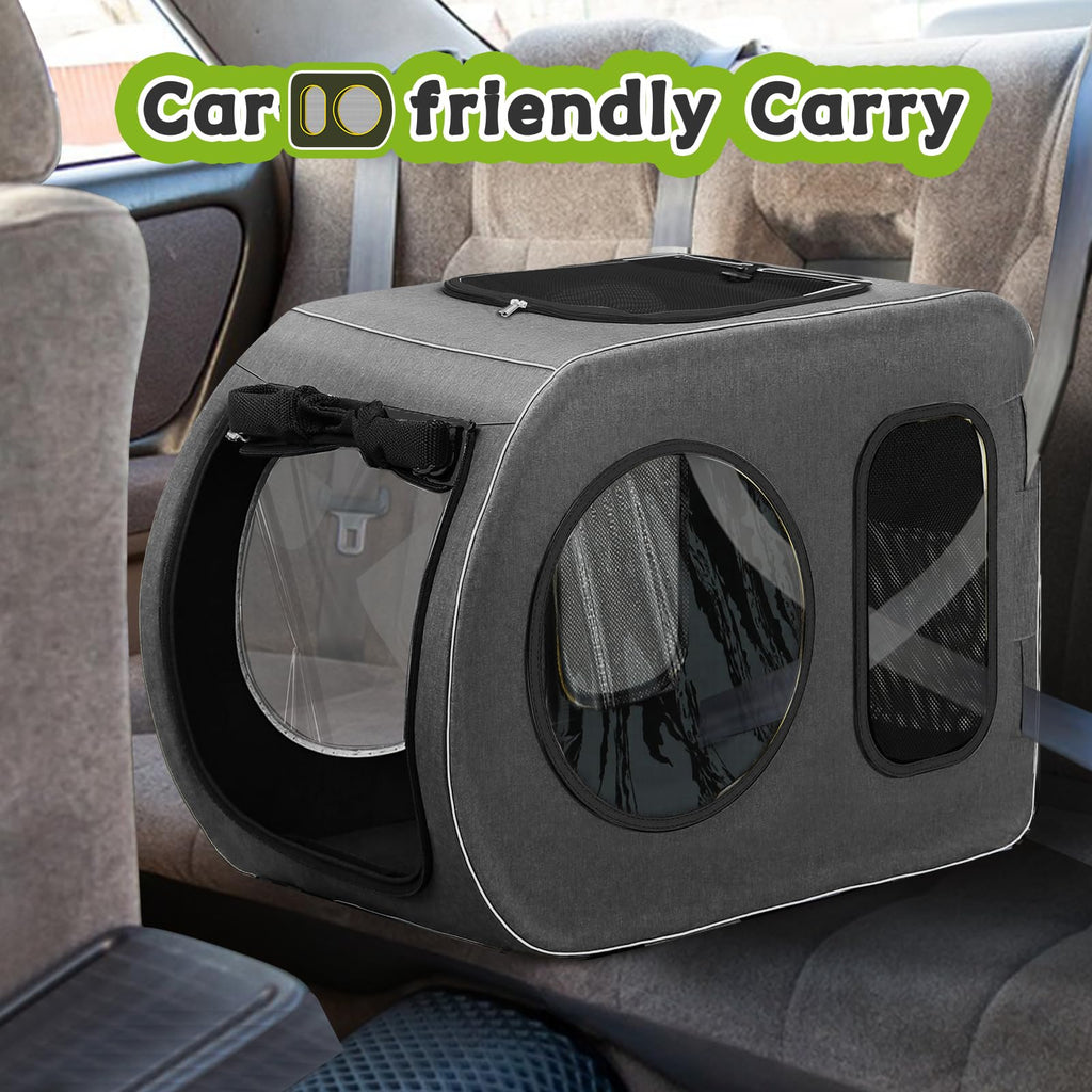 Saudism Large Dog Stroller for Medium Dogs，Pet Stroller for 2 Small Dogs, Foldable Jogger Wagon with Detachable Carrier for Car Seat, Adjustable Handle, Up to 90 lbs, Gray