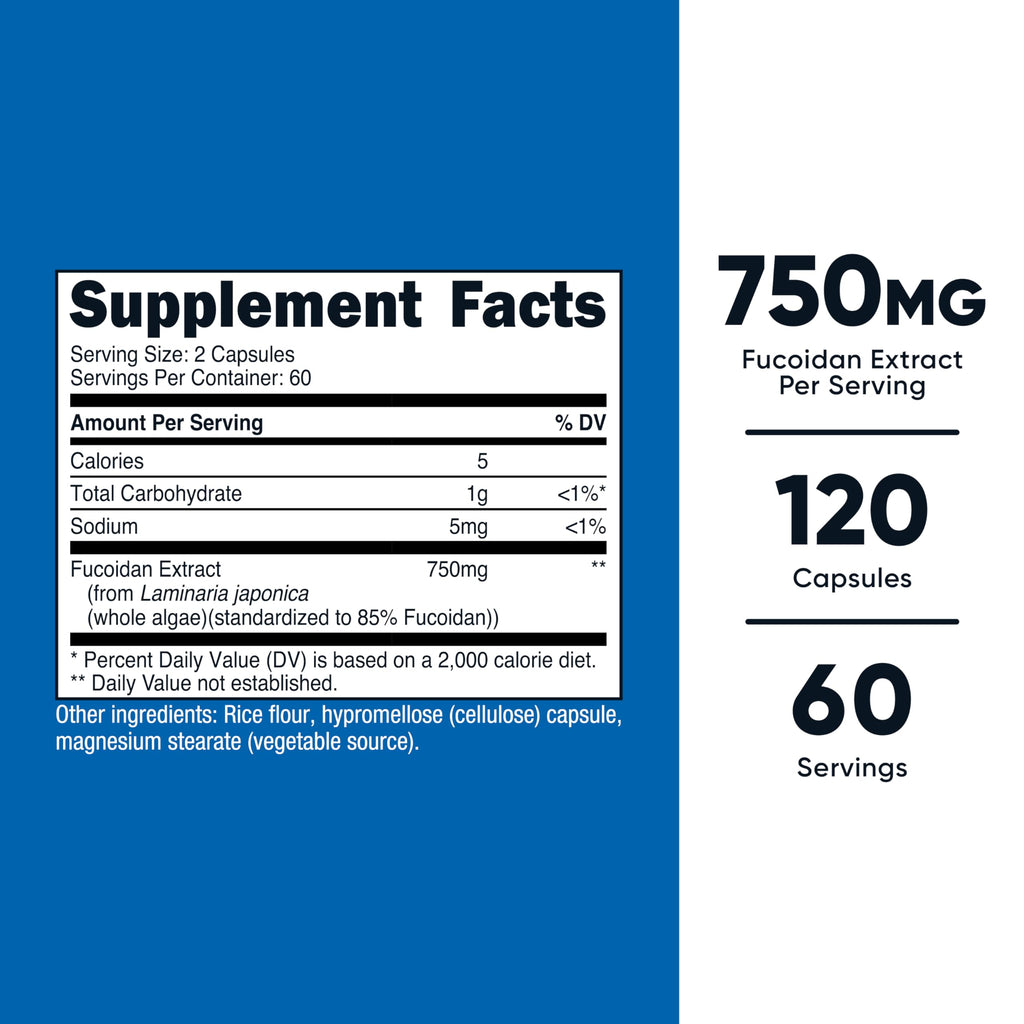 Nutricost Fucoidan (750mg) 120 Capsules - Vegan, GMO-Free, 60 Servings