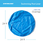 Swimline 24 Feet Solid Round Above Ground Swimming Pool Overlap, Standard Gauge Liner, Vinyl, Easy Installation, Blue