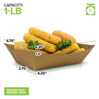 Stock Your Home [250 Pack] Medium Disposable Brown Kraft Paper Food Trays, 1-Lb Concession Tray, Serving Boats for Party Snacks, Taco Bar, Seafood, Nachos Plates
