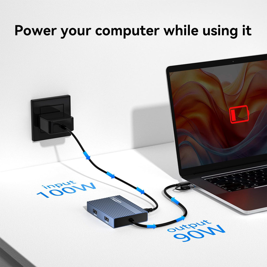 ACASIS USB C to Dual HDMI DisplayLink Adapter, 4K@60Hz, 2 HDMI & 3 USB-A Ports, 100W PD Charging, USB C DisplayLink Docking Station for Mac M1/M2/M3/Windows,USB A/C to Dual Monitor Adapter