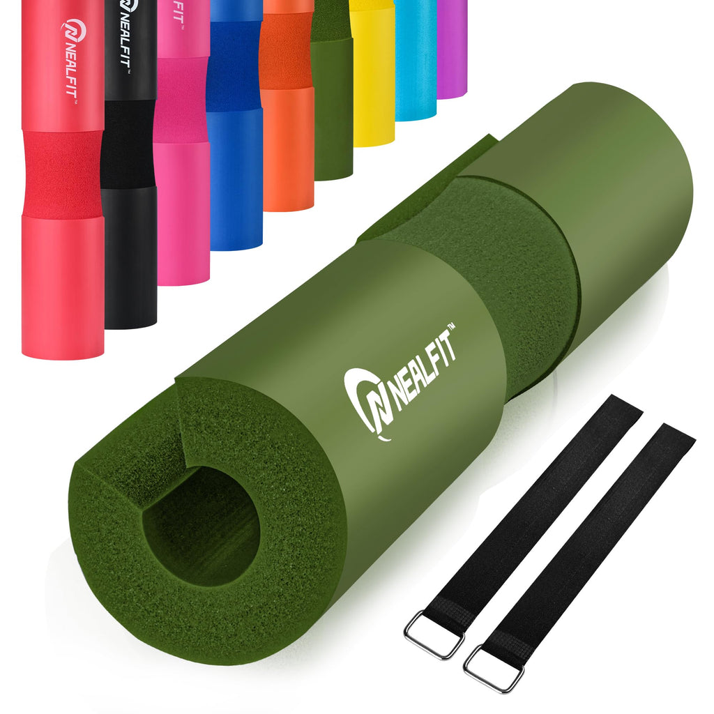 NEALFIT Barbell Pad Squat Pad for Squats���Squat Bar Pad���Great for Weightlifting,Lunges and Hip Thrusts���Foam Sponge Pad���Fit Standard and Olympic Bars Perfectly (Army Green)