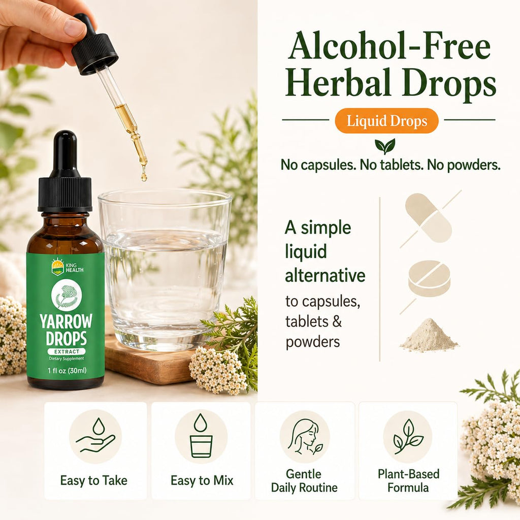 Yarrow Herb Tincture, Organic Yarrow Extract Liquid Drops, Alcohol-Free Achillea Millefolium Herbal Supplement for Women, GMP Certified, Vegan, Non-GMO, Gluten-Free, 1 Fl Oz