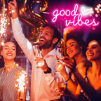 HOHOSIGN Good Vibes Neon Sign for Wall Decor Neon Lights Sign, 16"x8" Heart and Good Vibes LED Signs for Bedroom Wall, USB Operated Pink Goodvibes LED Neon Lights Signs for Game Room Christmas Decor
