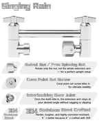 5 Inch Adjustable Shower Head Extension Arm, With Locking Set Screw, Singing Rain 304 Stainless Steel Chrome Angle Height Adjustable, Easy Install, G1/2 Universal Connector Compatible (Chrome Finish)
