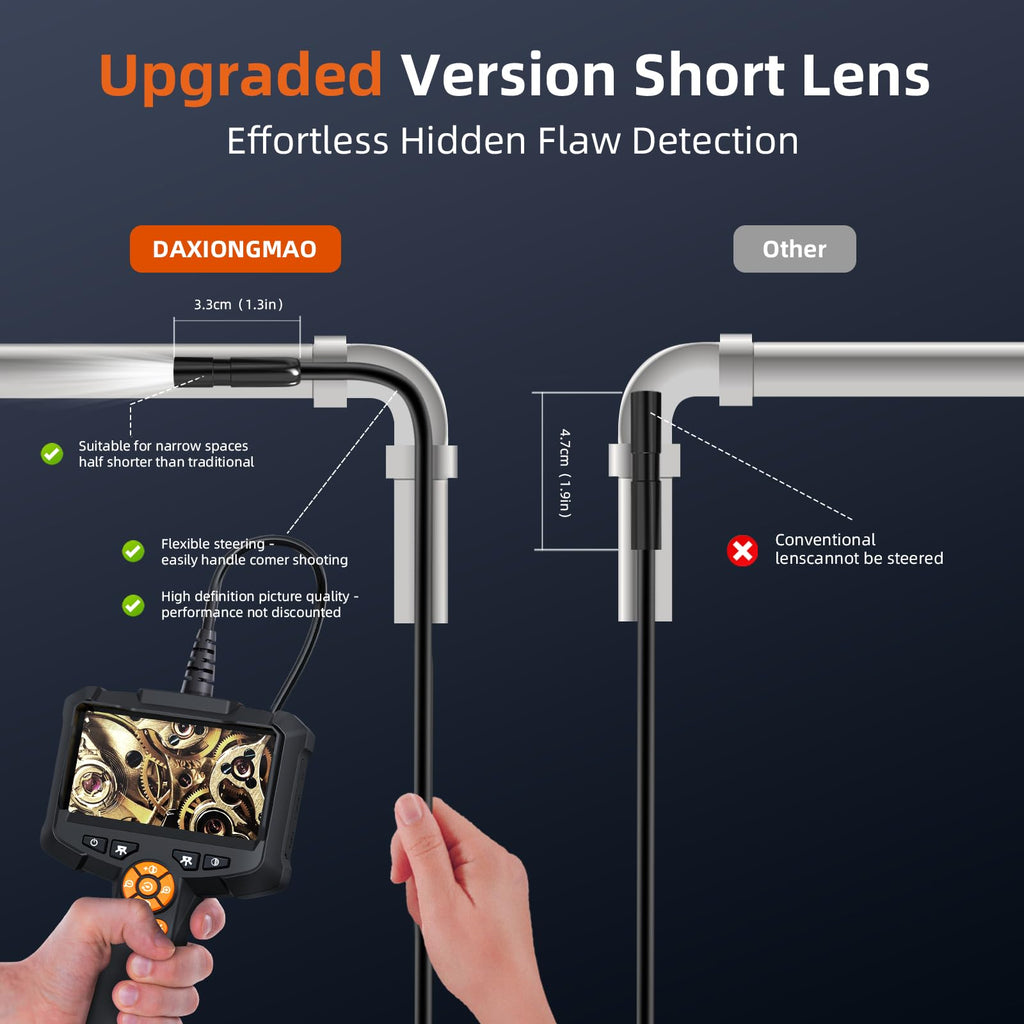 Daxiongmao 1080P HD Borescope Camera, IP67 Waterproof Endoscope with 8 Adjustable LED Lights, 16.5ft Semi-Rigid Snake Camera for Automotive Engine, Wall, Vent, Pipe Inspection, Men's Tool
