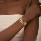 Turandoss 6PCS Gold Beaded Bracelets Set for Women, 14K Gold Plated
