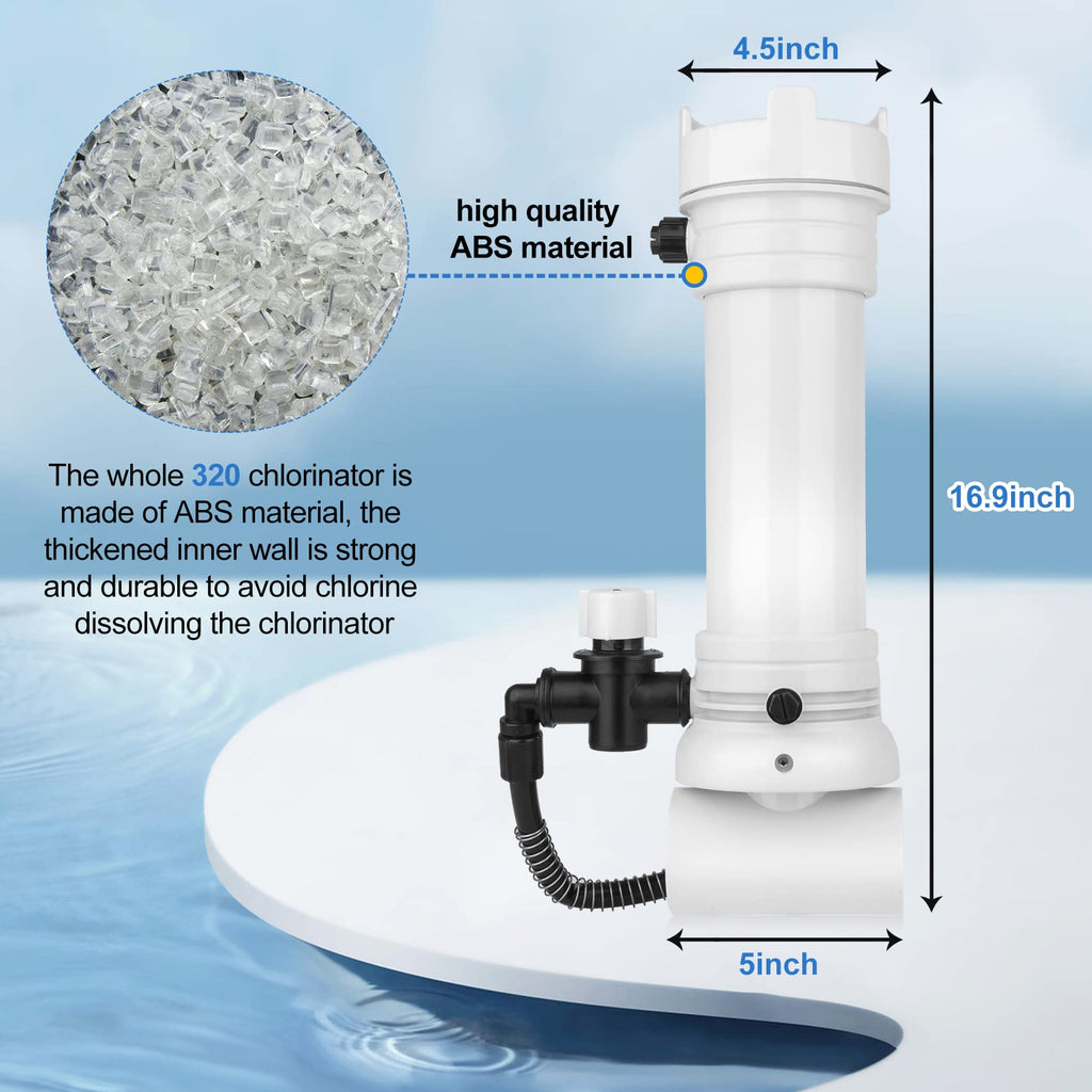 Upgraded 320 Pool Chlorinator Automatic Chlorine/Bromine Inline Feeder Compatible with pentair Rainbow 320 Chlorinator, R171096 Feeder for Various Online and Offline Pools and spa Centers