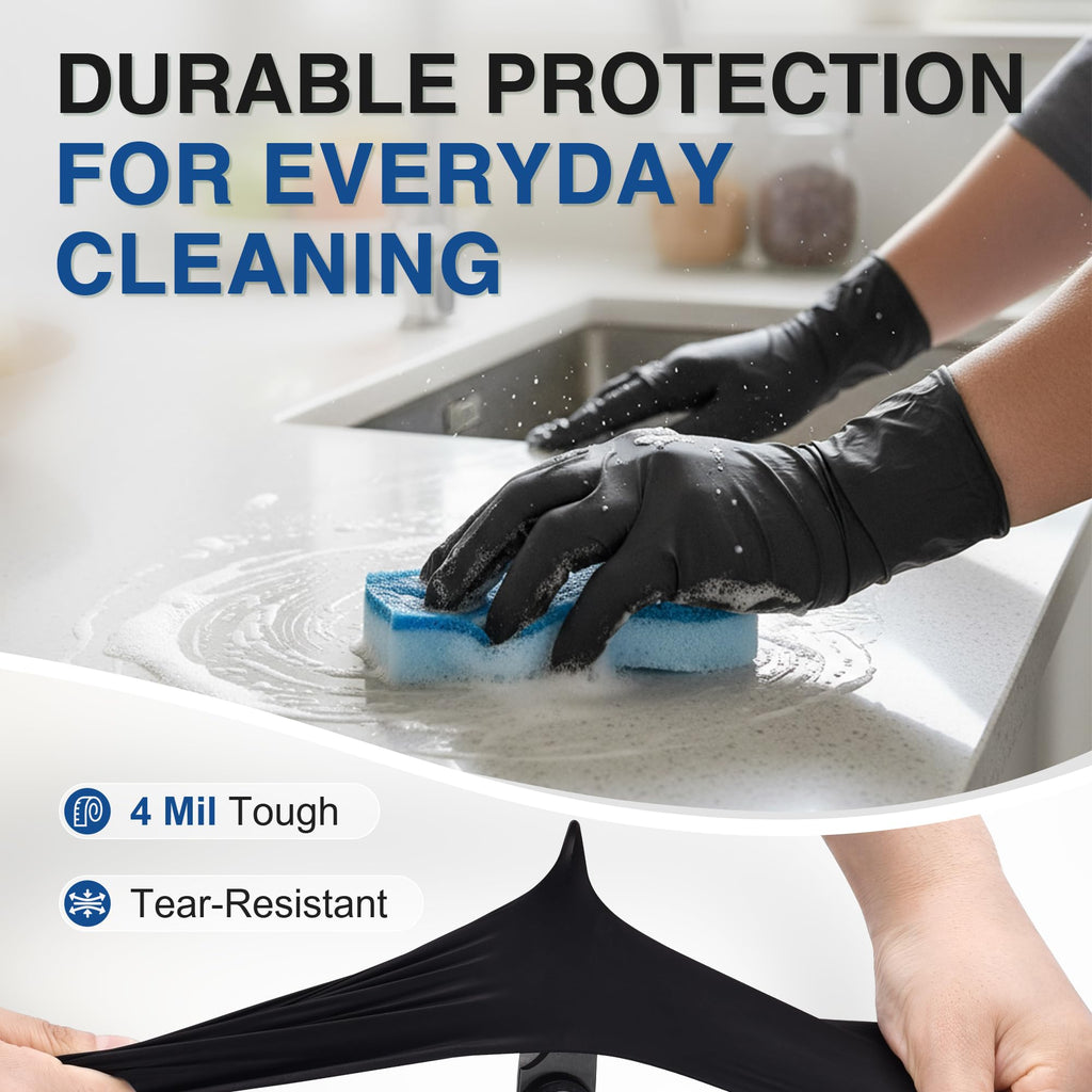 Schneider Black Nitrile Gloves, Gloves Disposable Latex Free, Powder Free