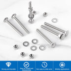 Zonon 25 Sets 3/8-16 x 3-1/2 Stainless Steel Carriage Bolts and Nuts Kit Round Head Square Neck Carriage Bolts Screws and Hex Nuts and Flat Washers, Stainless 18-8 Full Thread Coverage (Silver)