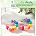 Meekoo 4 Pairs Handmade Boho Rattan Earrings for Women,Colorful