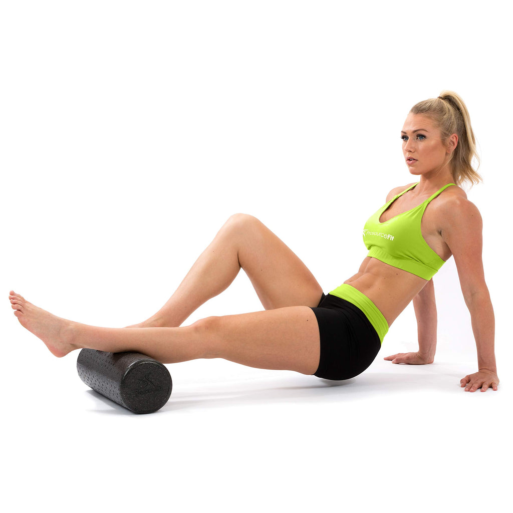 ProsourceFit High Density Foam Rollers 12 - inches long, Firm Full Body Athletic Massage Tool for Back Stretching, Yoga, Pilates, Post Workout Muscle Recuperation, Black