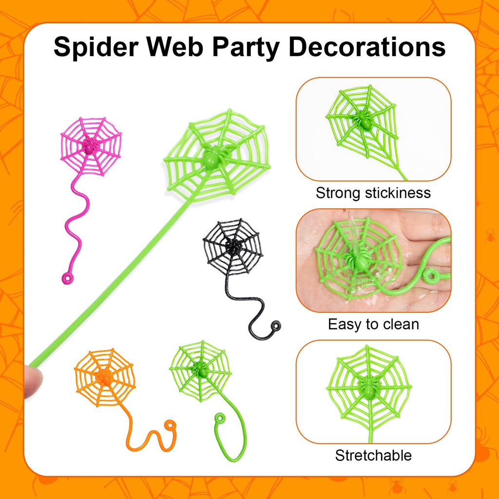 HLARTNET 40Pcs Sticky Spider Web Hand Party Favors, Spider Toys Bulk for Kids Boys, Gifts for Birthday Halloween Goodie Bag Filler or Classroom Prizes