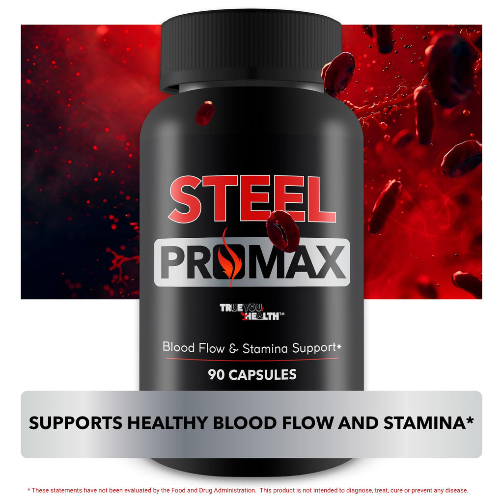 Steel Promax - Extra Strength - Our Best Stamina & Blood Flow Pills For Men - Nitric Oxide Booster Steel Power Supplement - Mens Circulation Support Blood Flow Pills - Max Steelpower Male Supplement