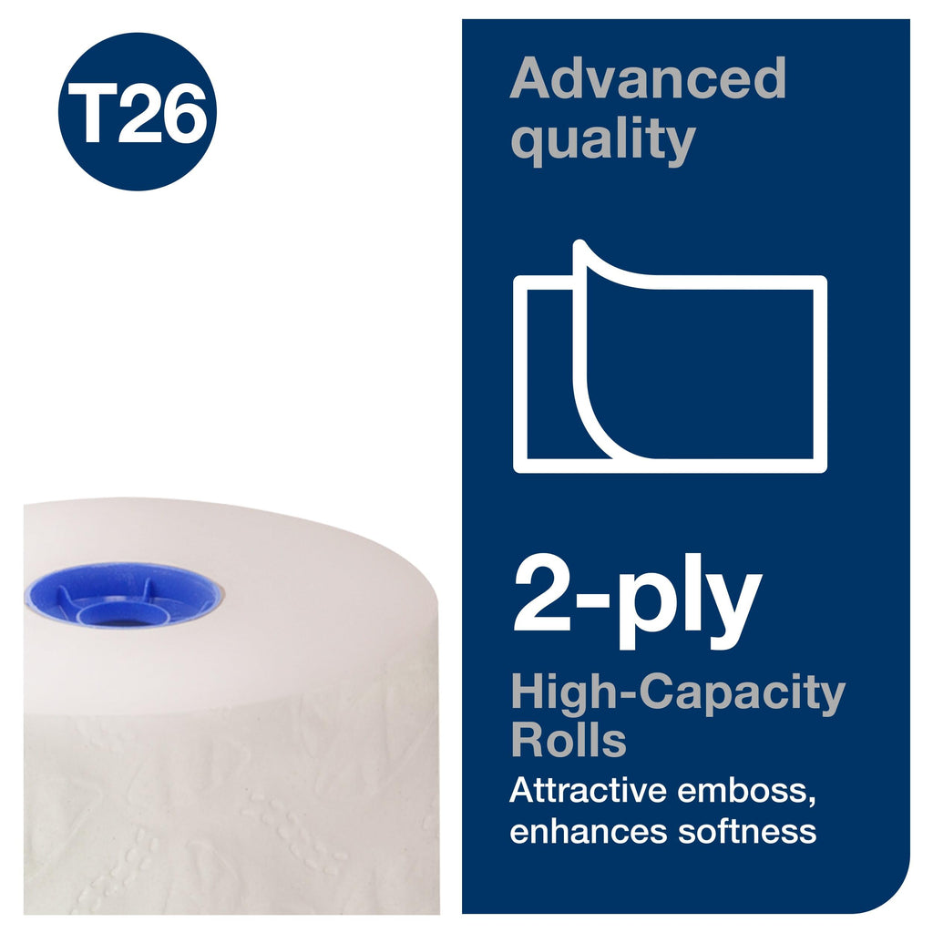 Tork High-Capacity Toilet Paper Roll White T26, Advanced, 2-Ply, 36 x 1000 sheets, 110292A