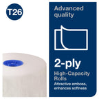 Tork High-Capacity Toilet Paper Roll White T26, Advanced, 2-Ply, 36 x 1000 sheets, 110292A