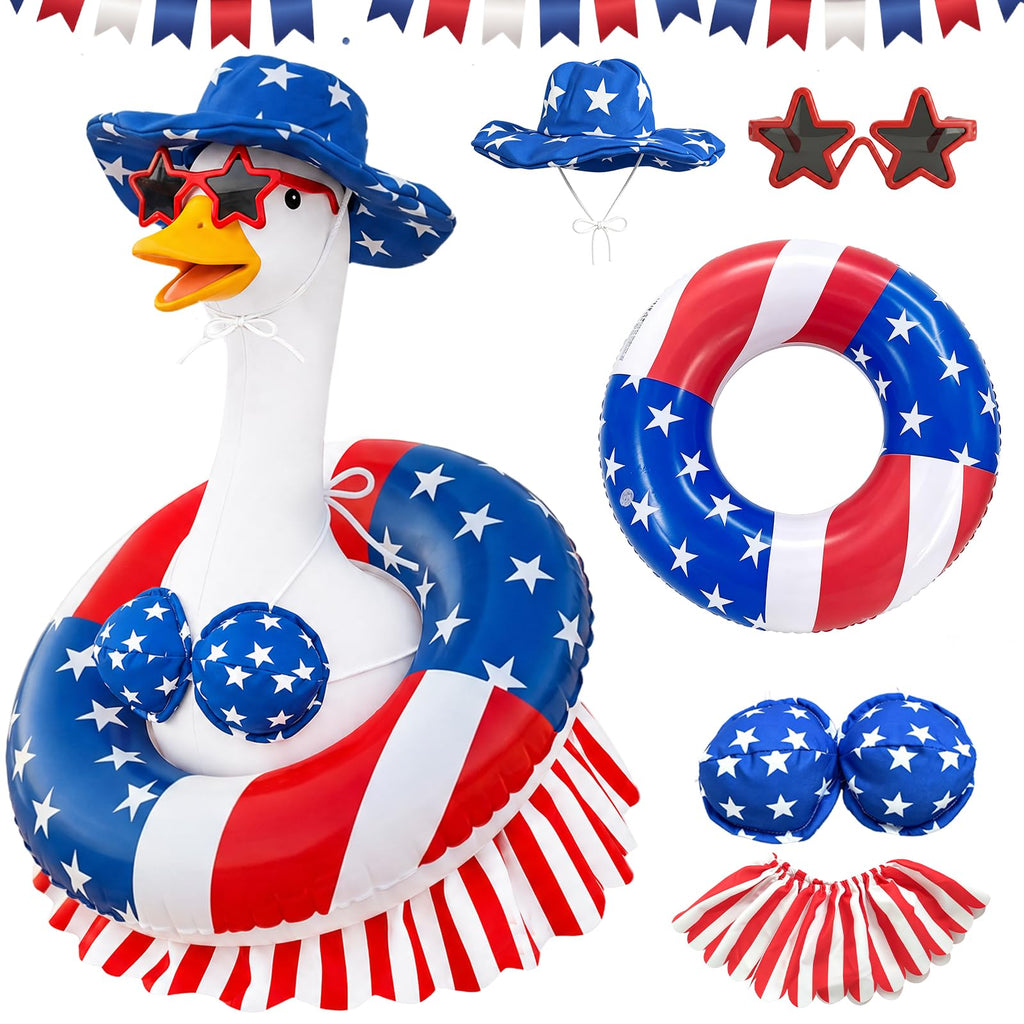 Atcarmor 4th of July Bikini Porch Goose Outfit Patriotic 23 Inch Summer Porch Goose Outfit for Independence Day 250th Anniversary