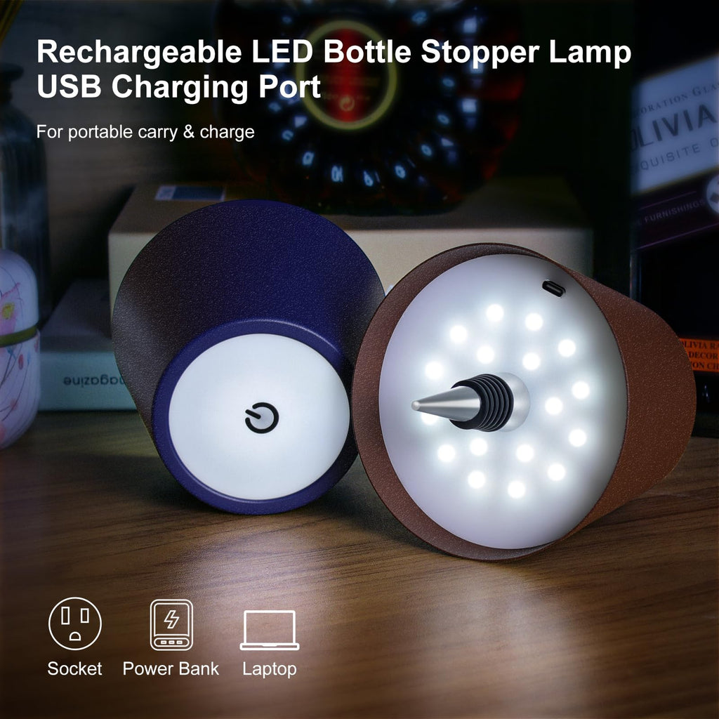 SOUDFK Wireless Bottle Lamp, 2024 New 3 Color Rechargeable Wine Bottle Lights for Bars Restaurants (Bronze, 1PC) v