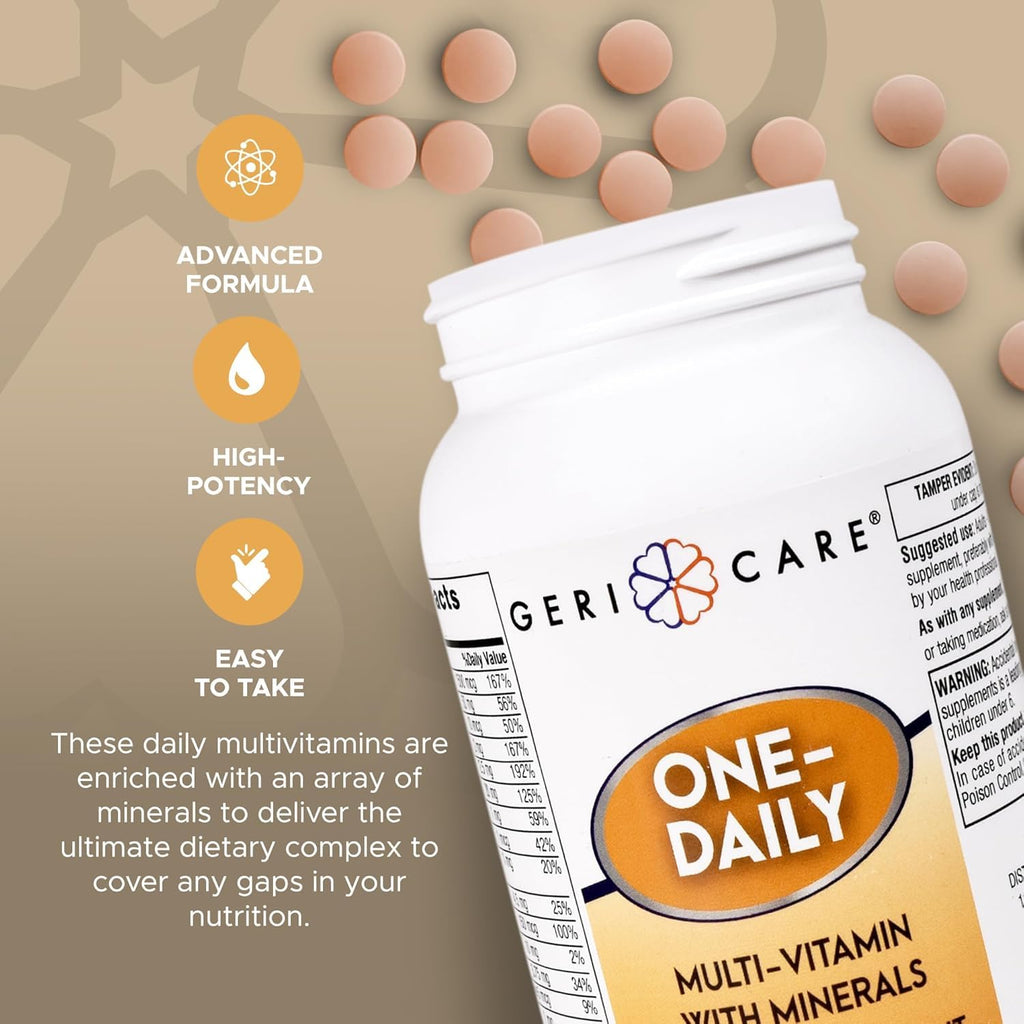 GeriCare One-Daily Multivitamins with Minerals for Men & Women (1000 Tablets) High-Potency Multi-Vitamin & Multimineral Dietary Supplement for Immunity, Energy| Complete Daily Nutritional Support