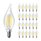 DAYBETTER Chandelier Light Bulbs, Candelabra Light Bulbs 40 Watt Equivalent E12 LED Bulb Dimmable, 5000K Daylight White, 4.5W 400LM, Flame Tip Vintage Candle Light Bulb, 24 Pack