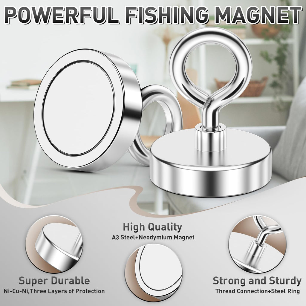 FINDMAG 200 LBS Fishing Magnet, 1.76 Inch Rare Earth Metal Pickup Magnet