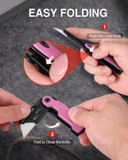 WORKPRO 3-Pack Folding Utility Knife Set, G10 Handle Box Cutter with 10 Extra SK5 Blades, Quick-Change Razor Knife with Belt Clip, EDC Utility Knife for DIY, Office, Home – Multicolor