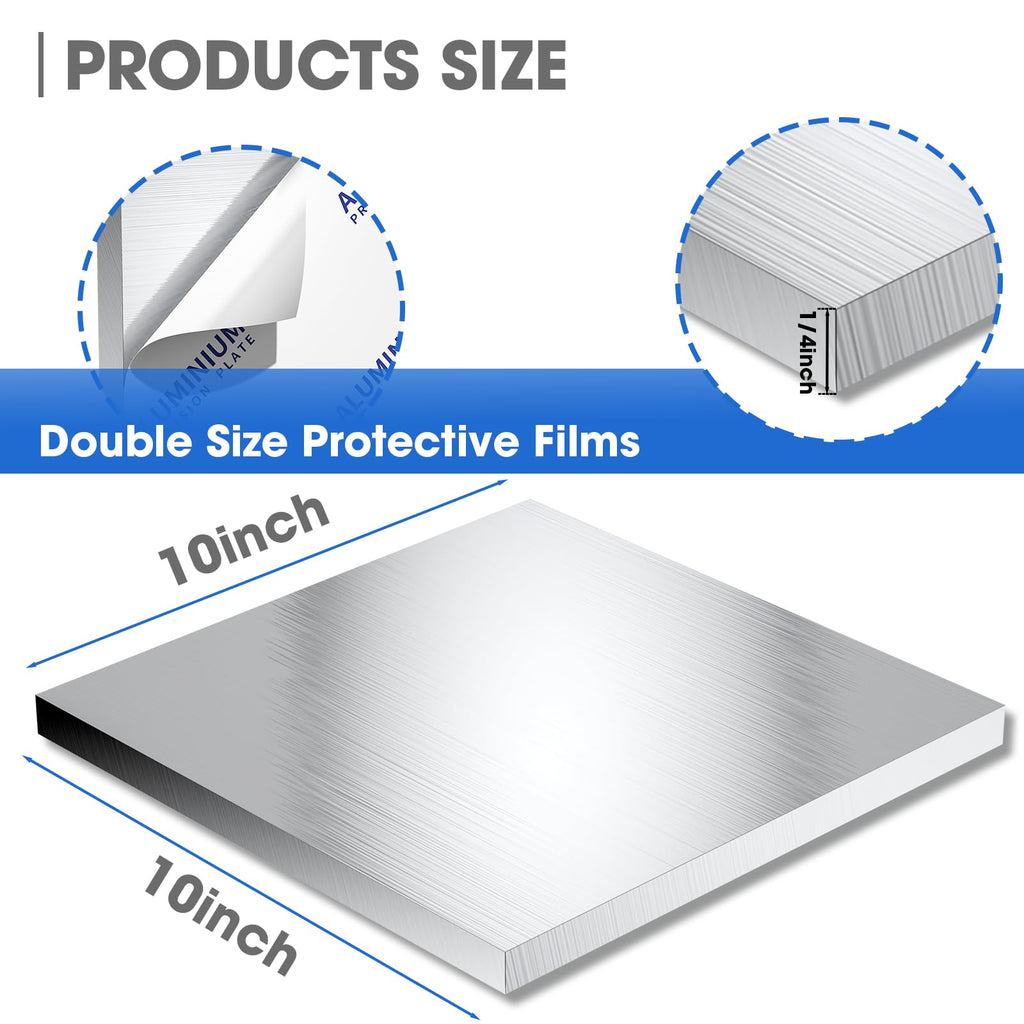 1/4Inch Thick Aluminum Sheet Plate, 10" x 10" Heavy Duty Aluminum Plates