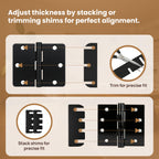 36pcs Door Hinge Shims 4 inch,Black Hinge Spacers,Thickness Adjustable Spacer for Doors, Adjusting The Spacing to Align,Can Be Trimmed (36, L4in/T0.05in)