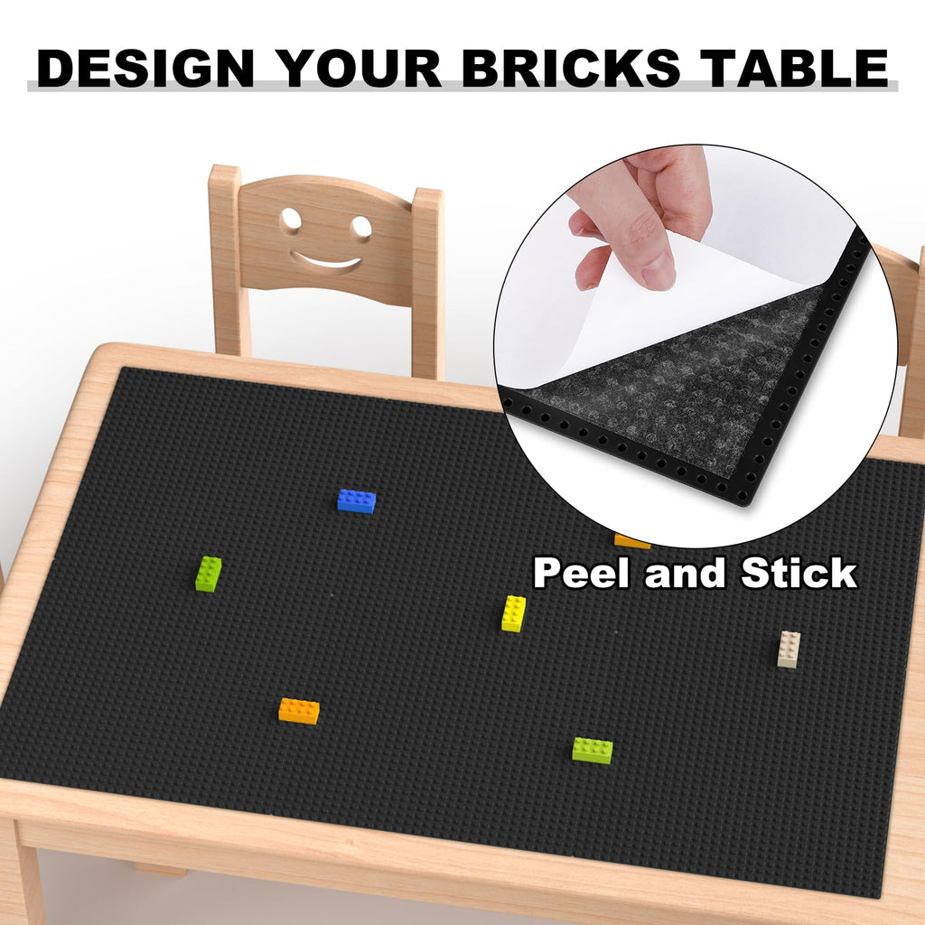 Pokiiulk Classic Baseplates, Peel and Stick Base Plates for Building Bricks, Compatible with Major Brands, Self-Adhersive Base for Bricks 10" x 10", 6 Pack Black…