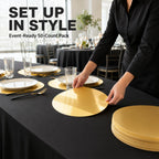 Tioncy 50 Pcs Gold Round Paper Placemats Disposable Table Mats