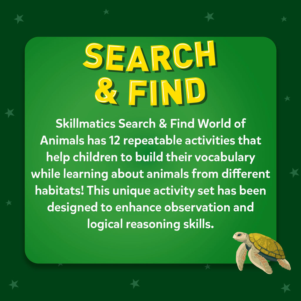 Skillmatics Search and Find Animals Educational Game - Reusable Preschool Learning Activities, Perfect for Toddlers & Kids Who Love Toys, Art & Crafts, Builds Vocabulary, Gifts for Ages 3, 4, 5, 6