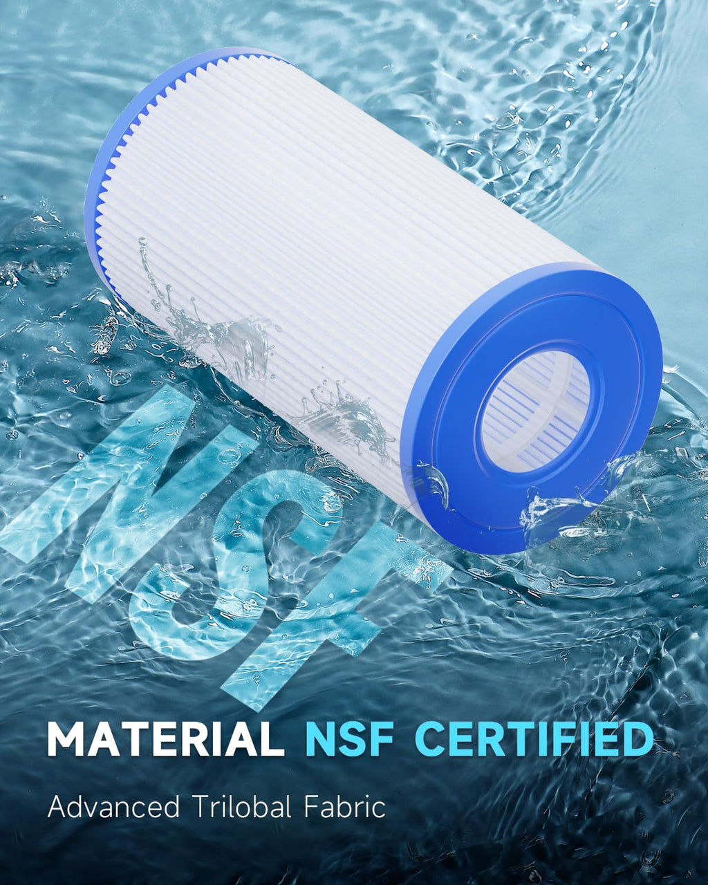 AQUALTRA Pool Filters Type A or C Compatible with 29000E/59900E, Easy Set Pool Filters, 8" x 4 1/4" Above Ground Pool Filters 4 Pack