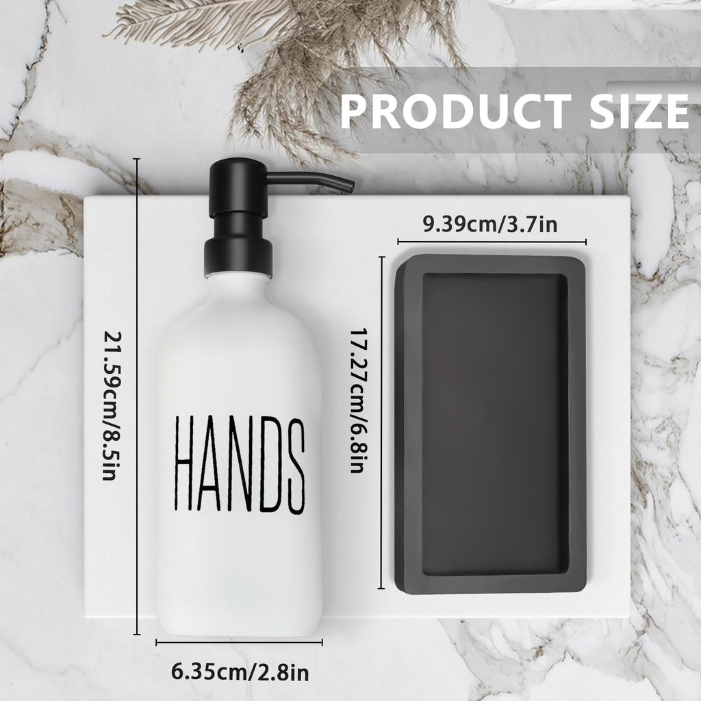 Kitchen Soap Dispenser Set with Silicone Tray, Premium Glass Hand and Dish Soap Dispenser Set for Kitchen Sink, Rustproof Stainless Steel Pump, Modern Kitchen Décor & Versatile Gift for Any Occasion