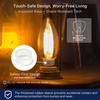 FLSNT 60W Equivalent LED Chandelier Light Bulbs, Dimmable, E12 Base, Clear B11 LED Filament Candelabra Bulbs, 2700K Soft White, 6 Pack