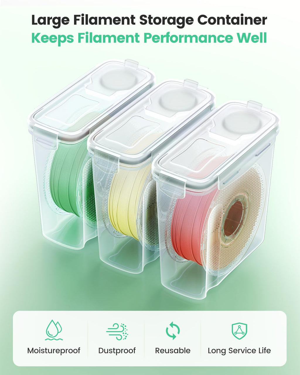 AMZPro Filament Storage Box - 6 Pack Filaments Container for 3D Printing Filaments Sealing and Protection - Portable Filament Storage with Desiccant,Water-Proof and Dust-Proof 4.0L(9.03 * 8 * 3)